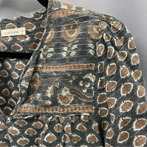 Block Print Peasent Blouse - Picture 3 of 6